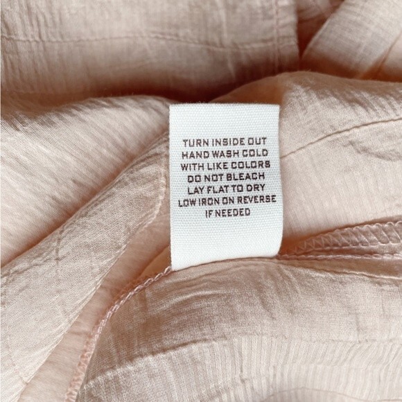 NWT DownEast Pleated Yoke Long Sleeve Blouse Light Beige Blush Size Small NEW - Picture 13 of 15